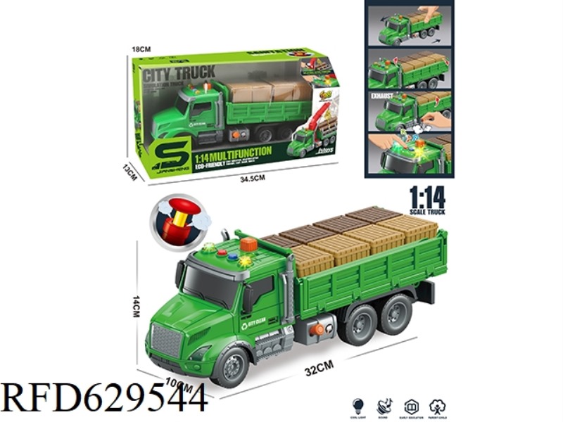 1:14 INERTIAL WOODEN BOX TRANSPORT VEHICLE WITH LIGHT, MUSIC AND AIR PRESSURE