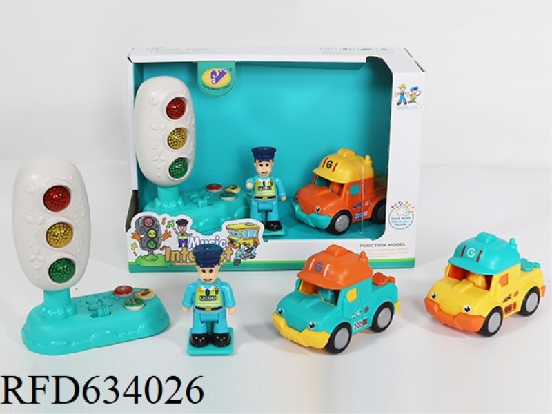 MUSIC TRAFFIC LIGHT + POLICE DOLL + INERTIAL CARTOON ENGINEERING CAR