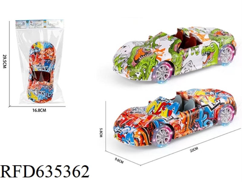 1:18 PORSCHE INERTIA GRAFFITI CONVERTIBLE + FOUR WHEELS WITH SEVEN COLORED LIGHTS