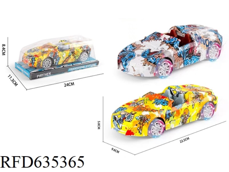 1:18 BMW INERTIA GRAFFITI CONVERTIBLE + FOUR WHEELS WITH SEVEN COLORED LIGHTS