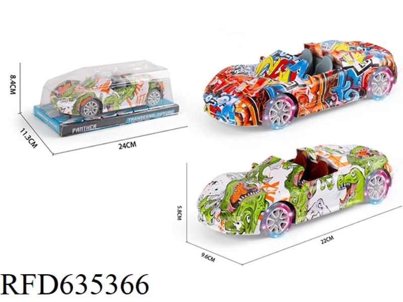 1:18 PORSCHE INERTIA GRAFFITI CONVERTIBLE + FOUR WHEELS WITH SEVEN COLORED LIGHTS