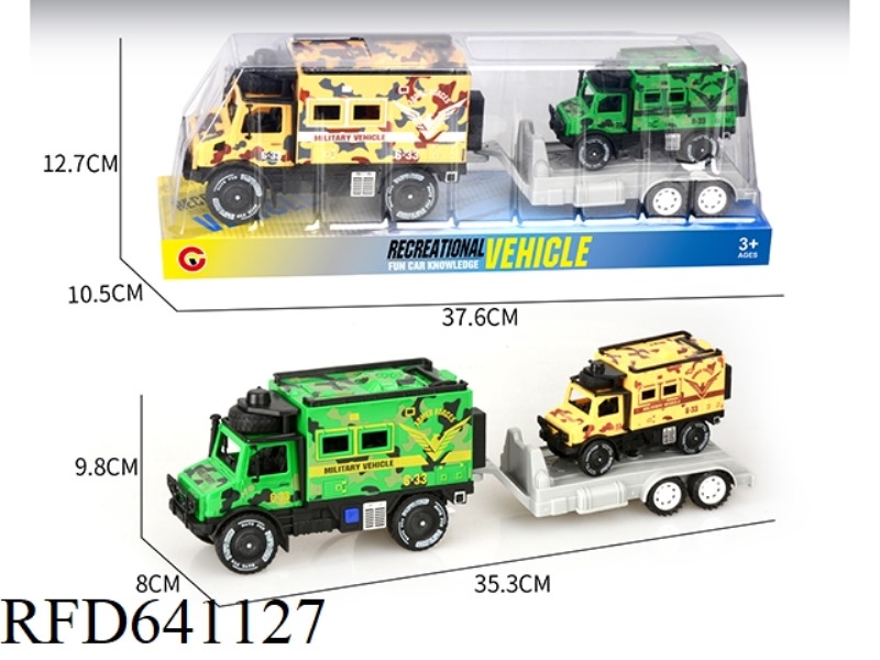 LARGE INERTIAL SINGLE-ROW UNIMOK MILITARY VEHICLE TOWING SMALL INERTIAL SINGLE-ROW UNIMOK MILITARY V