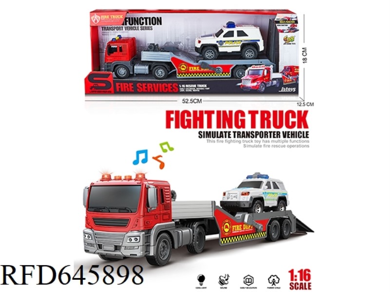 1:16 INERTIA EUROPEAN TRAILER TOWING A POLICE CAR (INERTIA & LIGHTING MUSIC)