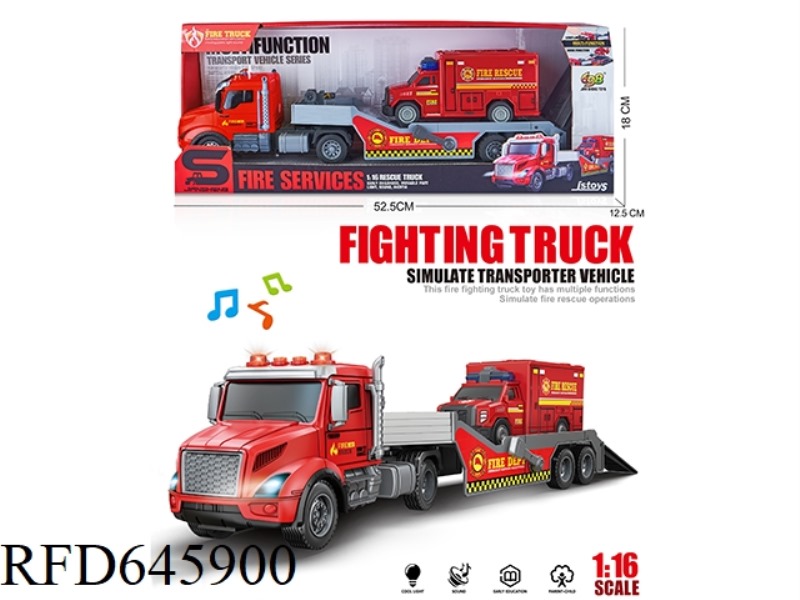 1:16 INERTIA AMERICAN TRAILER TOWING A FIRE TRUCK (INERTIA & LIGHTING MUSIC)