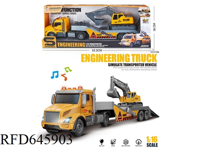 1:16 INERTIA AMERICAN TRAILER TOWING A SLIDING EXCAVATOR (INERTIA & LIGHTING MUSIC)