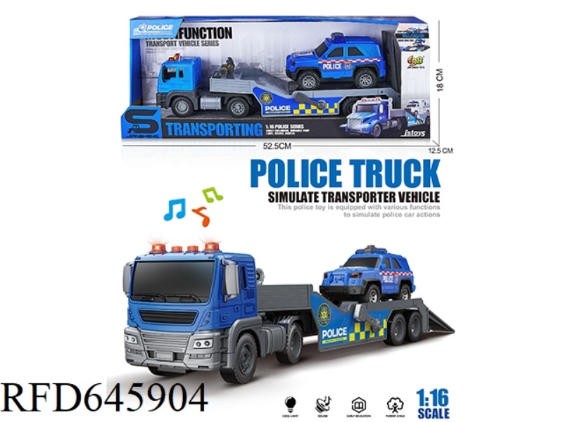 1:16 INERTIA EUROPEAN TRAILER TOWING A POLICE CAR (INERTIA & LIGHTING MUSIC)