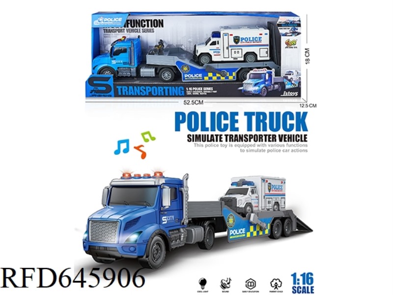 1:16 INERTIA AMERICAN TRAILER TOWING A SPECIAL POLICE VEHICLE (INERTIA & LIGHTING MUSIC)
