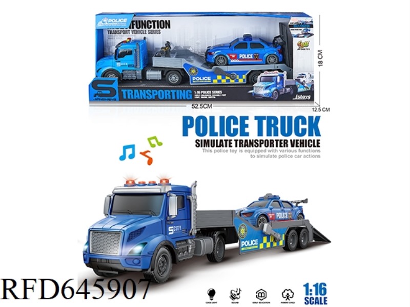 1:16 INERTIA AMERICAN TRAILER TOWING A PATROL CAR (INERTIA & LIGHTING MUSIC)