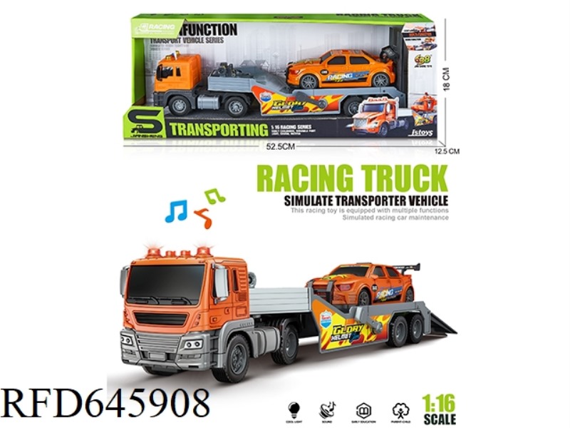1:16 INERTIA EUROPEAN TRAILER TOWING A SPORTS CAR (INERTIA & LIGHTING MUSIC)