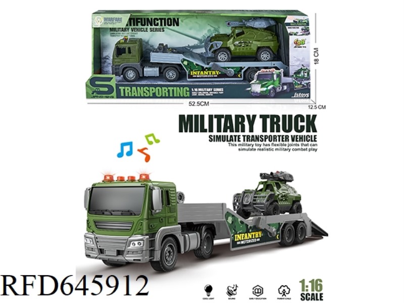 1:16 INERTIA EUROPEAN TRAILER TOWING A SMALL ARMORED VEHICLE (INERTIA & LIGHTING MUSIC)