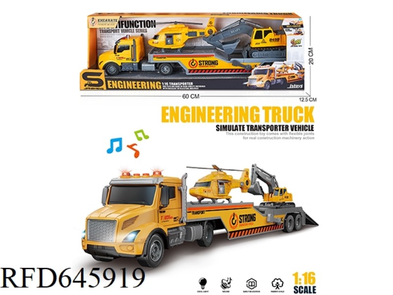 1:16 INERTIA AMERICAN TRAILER TOWING HELICOPTER/EXCAVATOR (INERTIA & LIGHTING MUSIC)