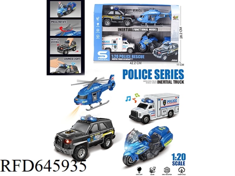1:20 SMALL CITY POLICE CAR COMBINATION (INERTIA/COASTING & LIGHTING MUSIC)
