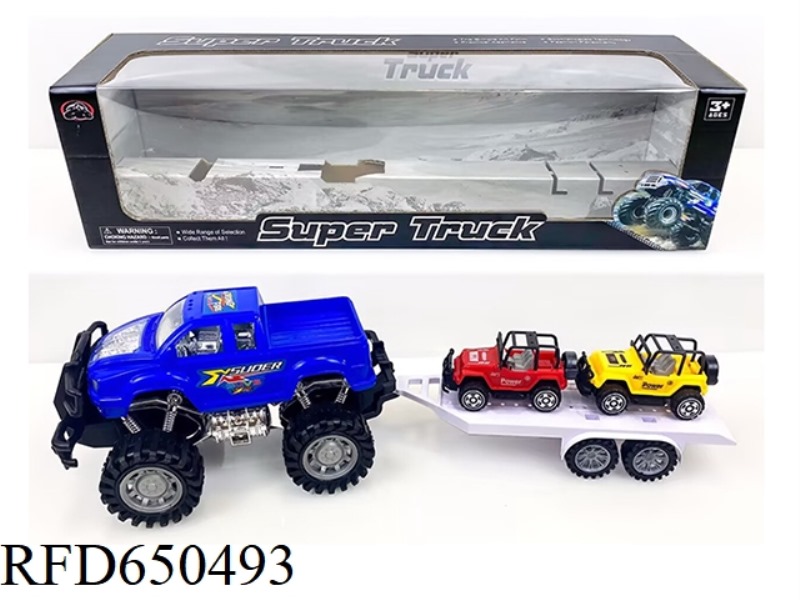 SUV TOWING TWO SLIDING JEEPS