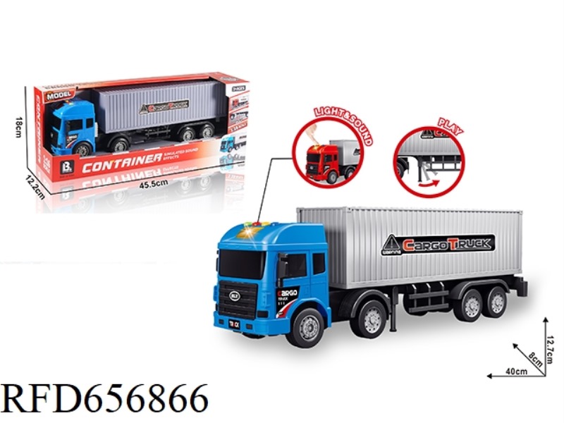 1:16 ACOUSTO-OPTIC INERTIAL CONTAINER TRUCK - BLUE