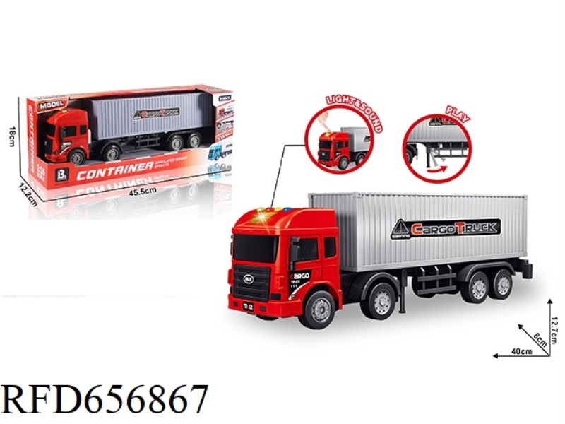 1:16 ACOUSTO-OPTIC INERTIAL CONTAINER TRUCK - RED