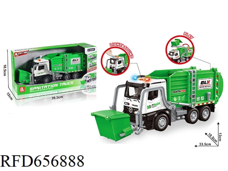 1:16 SOUND AND LIGHT INERTIA CAN OPEN THE DOOR SANITATION CAR