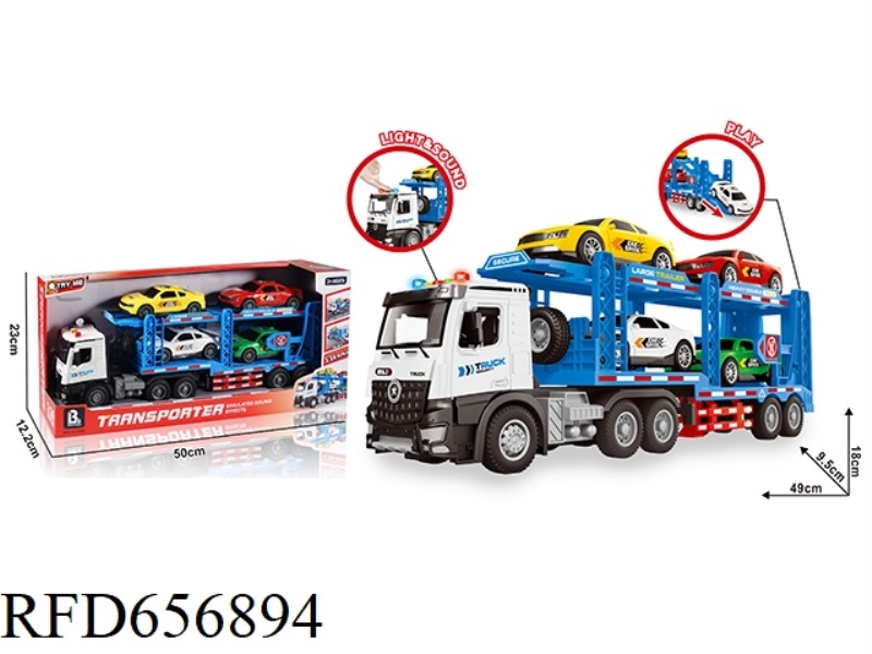 1:16 AUDIO-VISUAL INERTIA DOOR OPEN DOUBLE-DECKER TRANSPORTER - WHITE