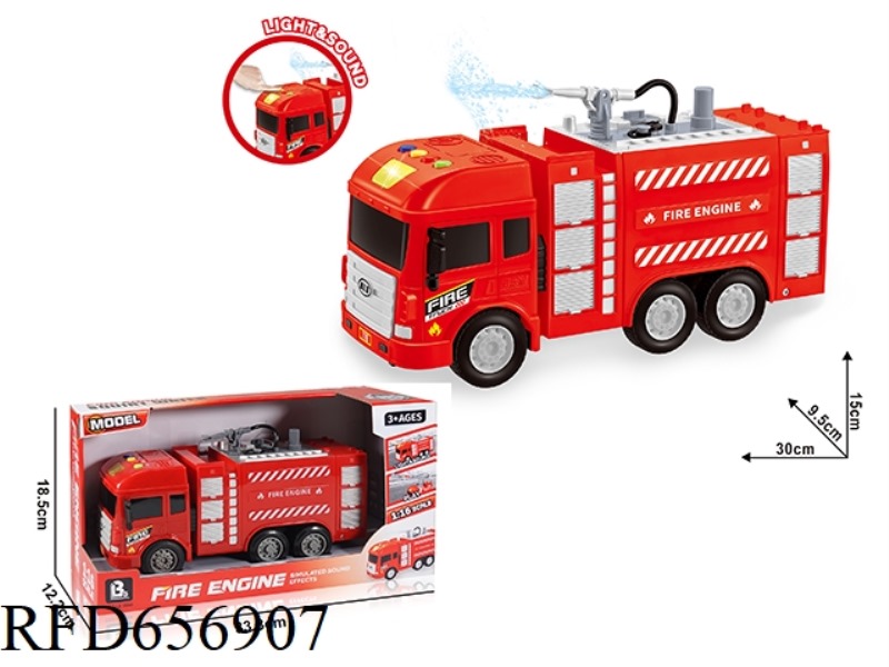 1:16 SOUND AND LIGHT INERTIAL WATER SPRAYING RESCUE FIRE TRUCK