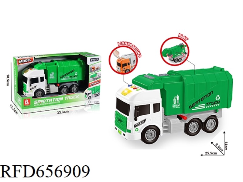 1:16 ACOUSTO-OPTIC INERTIAL SANITATION VEHICLE - GREEN
