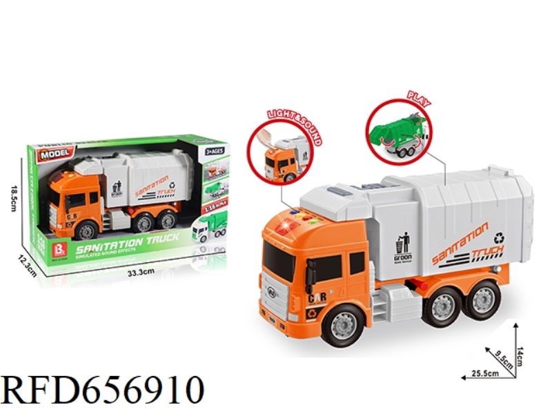 1:16 ACOUSTO-OPTIC INERTIAL SANITATION VEHICLE - ORANGE