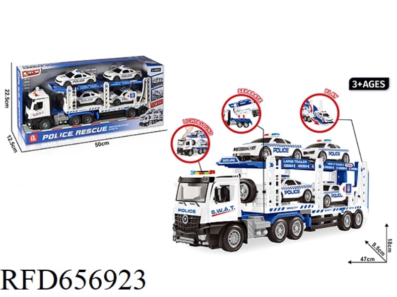 AUDIBLE AND VISUAL INERTIA OPEN DOOR DOUBLE-DECKER TRANSPORT POLICE CAR