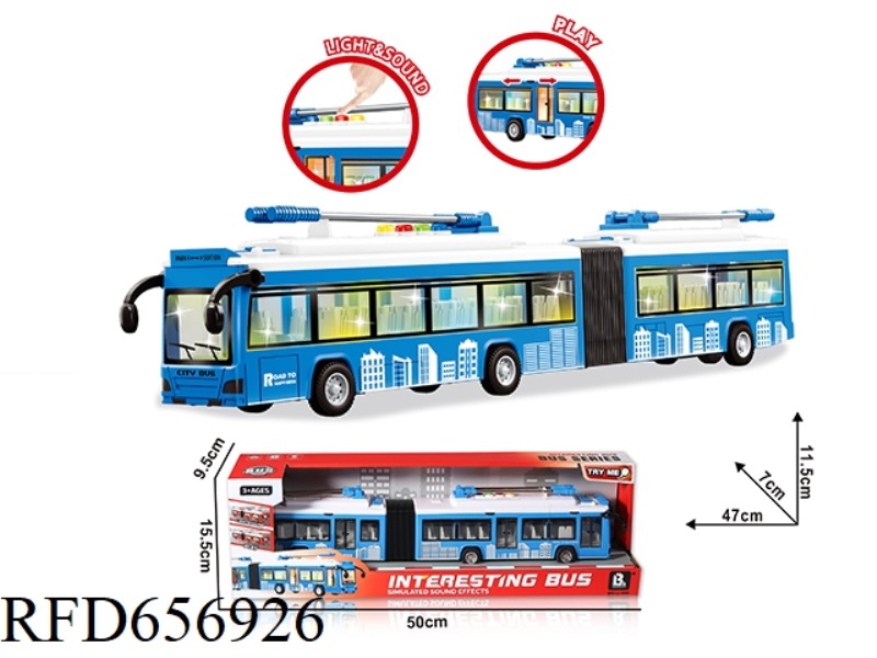 ACOUSTO-OPTIC INERTIA OPEN DOOR DOUBLE SECTION BUS - BLUE