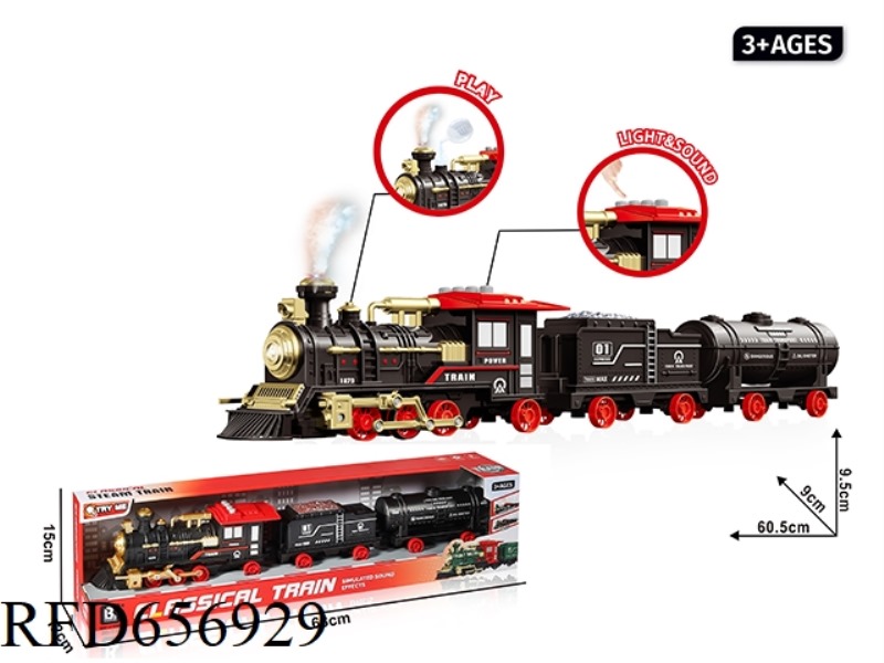 ACOUSTO-OPTIC INERTIAL STEAM TRAIN 3 CARS - BLACK