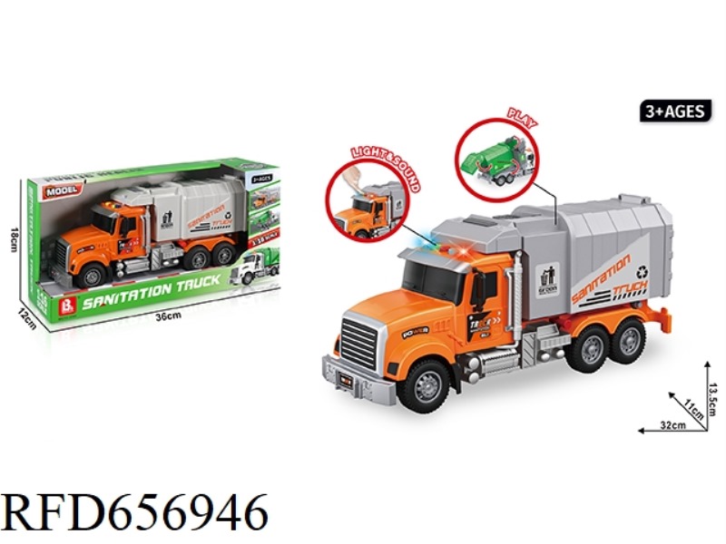 1:16 ACOUSTO-OPTIC INERTIAL SANITATION VEHICLE - ORANGE