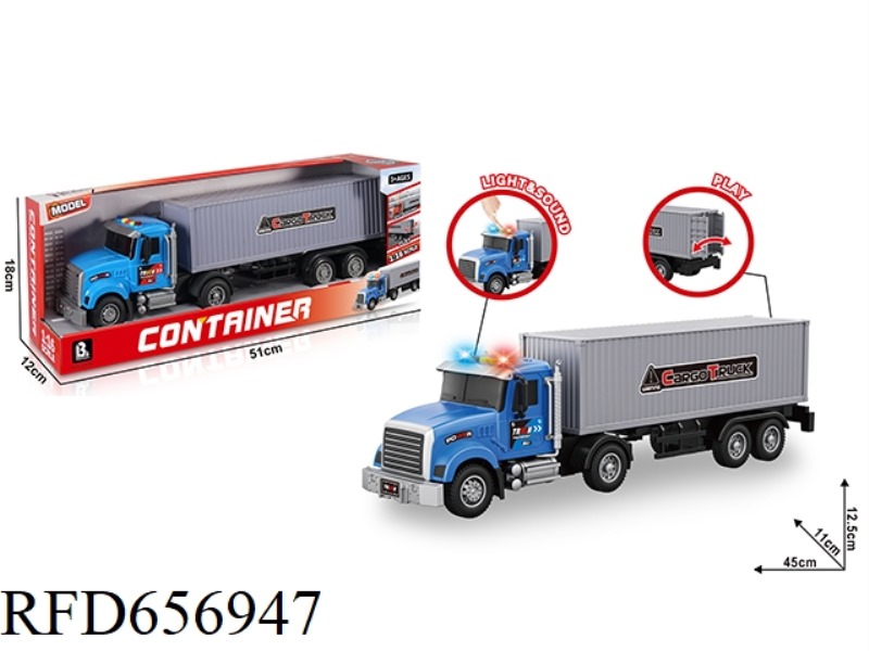 1:16 ACOUSTO-OPTIC INERTIAL CONTAINER TRUCK - BLUE