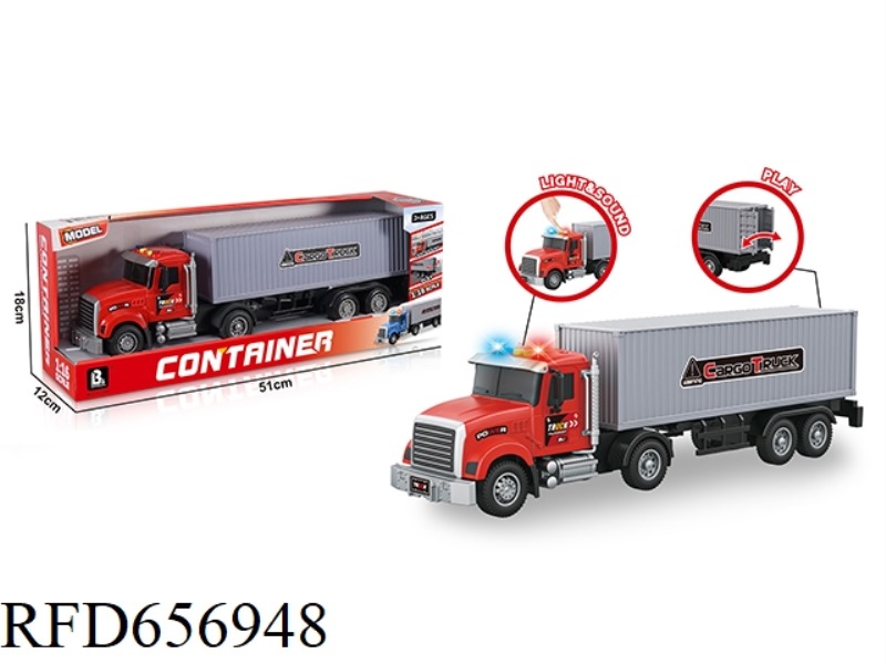 1:16 ACOUSTO-OPTIC INERTIAL CONTAINER TRUCK - RED