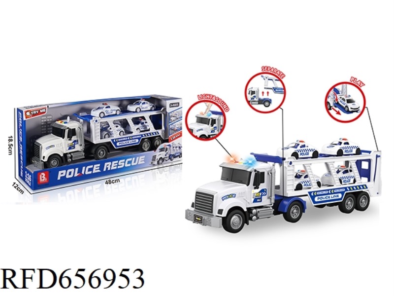 1:16 SOUND AND LIGHT INERTIAL POLICE CAR TRAILER