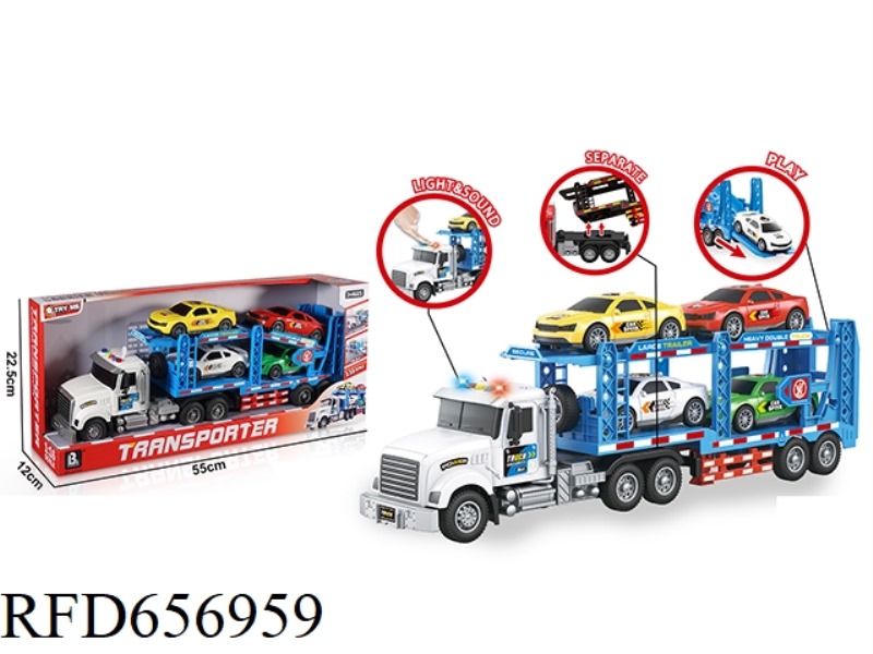 1:16 ACOUSTO-OPTIC INERTIA DOUBLE-DECKER TRANSPORTER - WHITE