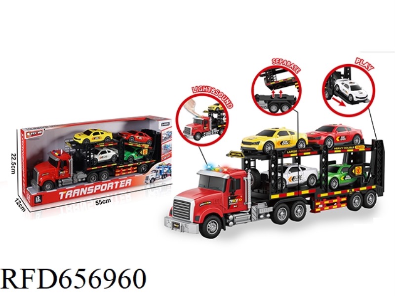 1:16 ACOUSTO-OPTIC INERTIA DOUBLE-DECKER TRANSPORTER - RED