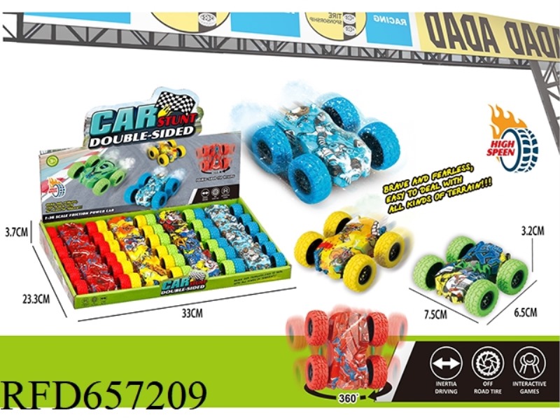 GRAFFITI DOUBLE INERTIA LARGE DOUBLE-SIDED CAR (12 PIECES)