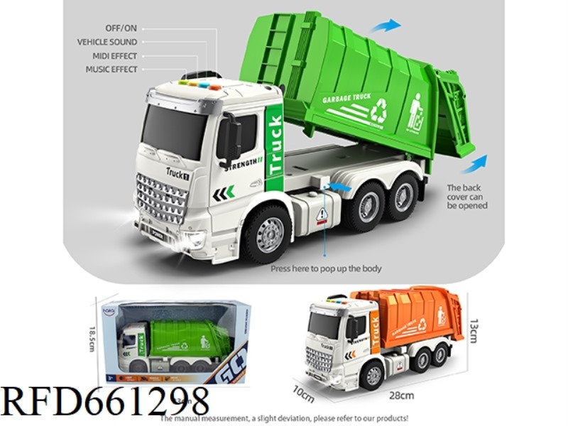 1:16 INERTIAL GARBAGE TRUCK (4 KEYS WITH LIGHTS AND MUSIC)
