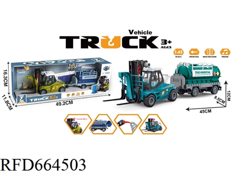 INERTIAL TRANSPORT FORKLIFT TRAILERS WITH LIGHTS AND SOUNDS