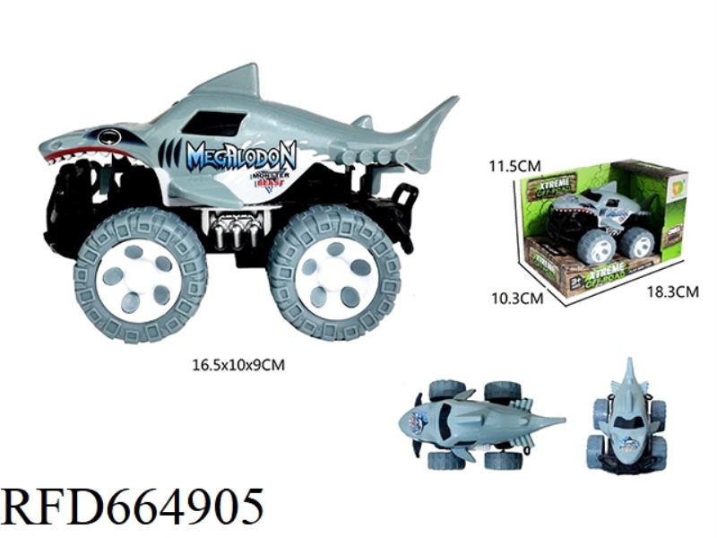 1:43 OPEN MOUTH GRAY-BLUE SHARK THEME INERTIAL CAR