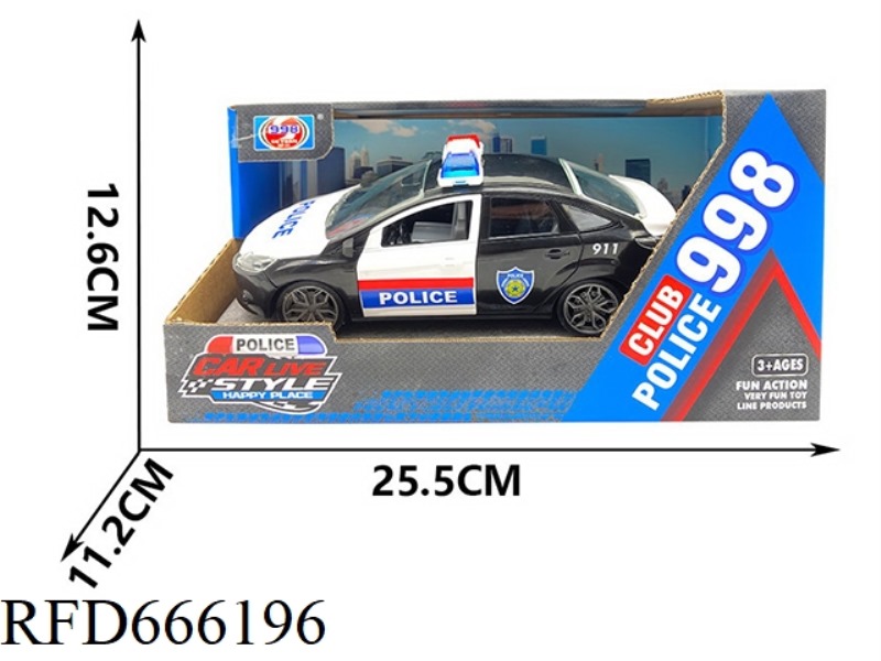 4-DOOR INERTIAL LIGHT POLICE CAR (BLACK)[3 CAPSULES FOR AG13 EACH]