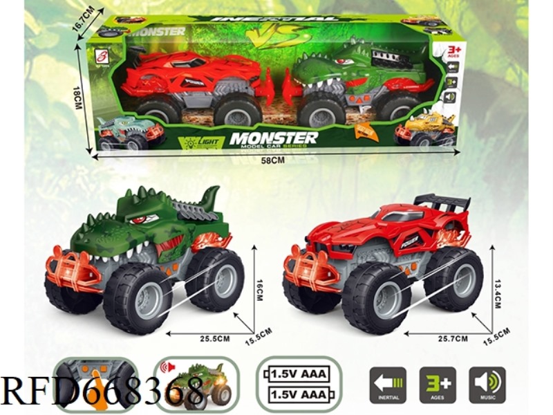 SOUND, LIGHT AND MUSIC MONSTER INERTIAL CAR (THREE-BUTTON) BATTERY-POWERED DINOSAUR/MONSTER SPIDER C