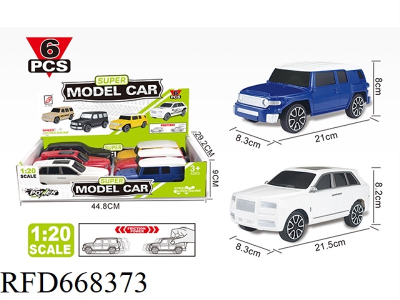 1:20 TOYOTA FJ/ CULLINAN 2 MODELS OF SIMULATED INERTIAL VEHICLES (6 PIECES EACH)
