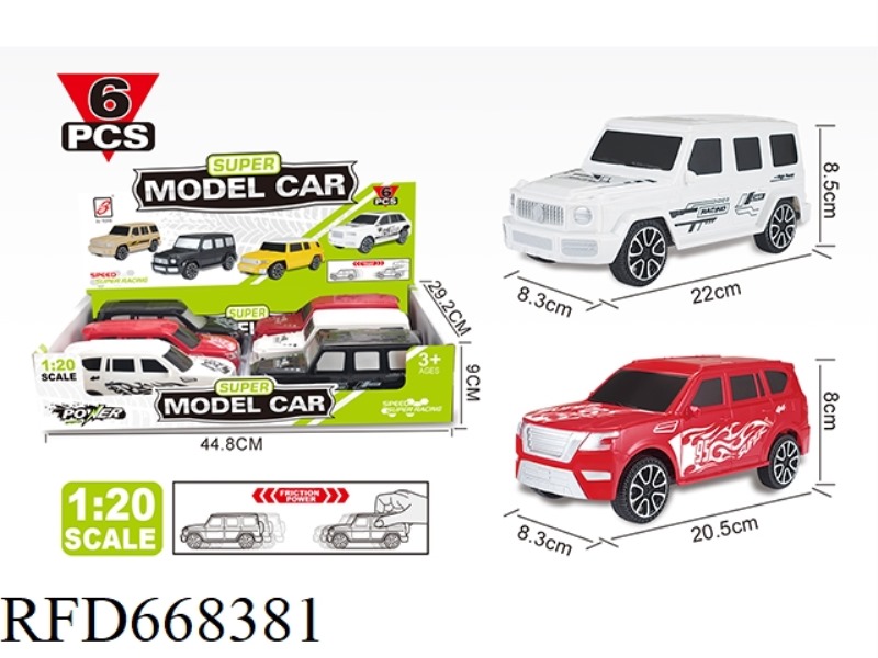 1:20 MERCEDES-BENZ G-CLASS/NISSAN 2 MODELS OF PAD PRINTING INERTIAL VEHICLES (6 PIECES PER PACK)