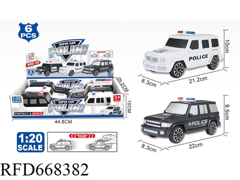 1:20 MERCEDES-BENZ G-CLASS/TOYOTA LC762 ENGLISH INERTIAL POLICE CAR (6 PIECES EACH)