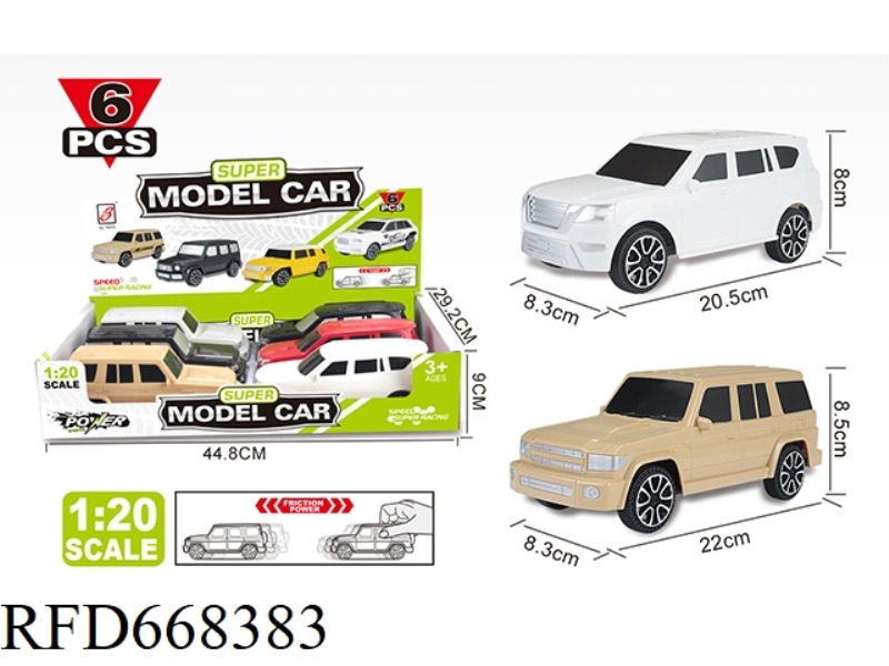 1:20 TOYOTA LC76/ NISSAN 2 MODELS OF SIMULATED INERTIAL VEHICLES (6 PIECES EACH)