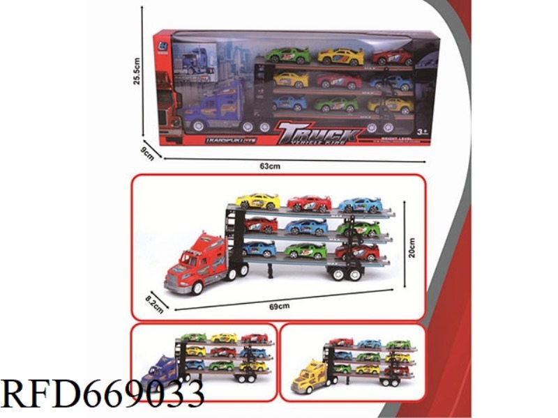THREE-LAYER FLATBED TRAILER WITH INERTIAL TOW HEAD