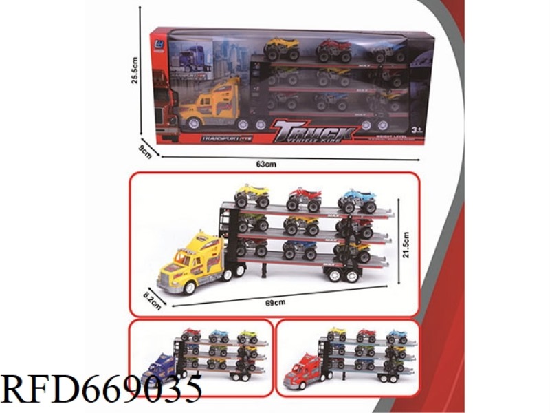 THREE-LAYER FLATBED TRAILER WITH INERTIAL TOW HEAD