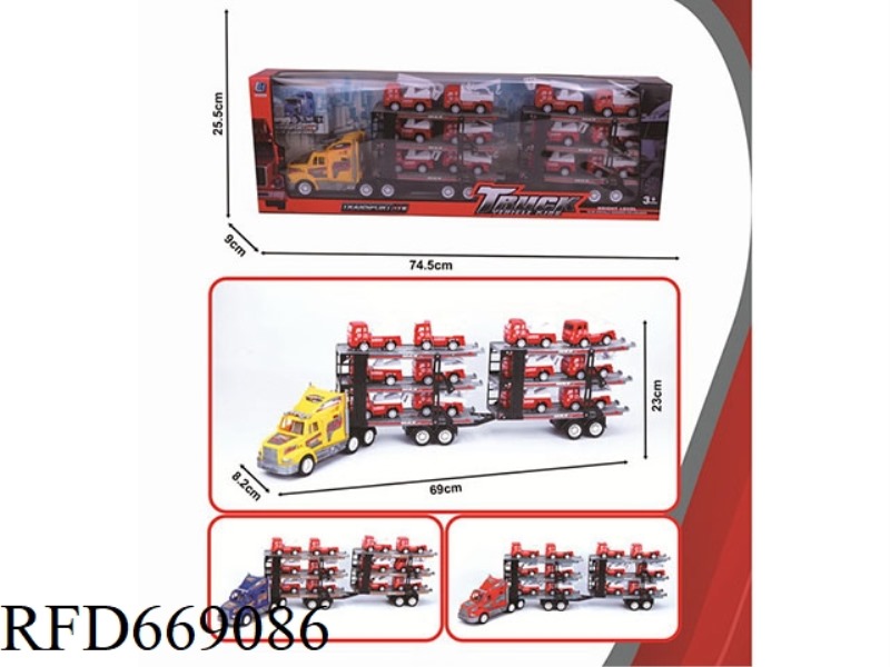 THREE-LAYER FLATBED TRAILER WITH INERTIAL TOW HEAD
