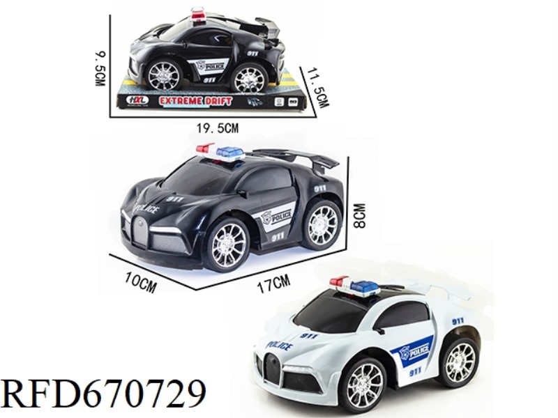 Q-VERSION BUGATTI HAND-PRINTED INERTIAL POLICE CAR