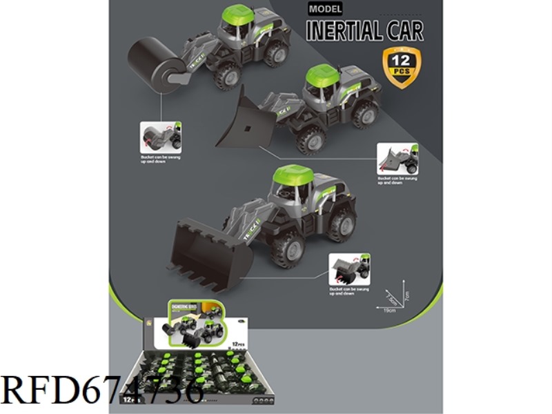 INERTIAL ENGINEERING VEHICLES SUCH AS BULLDOZERS, ROLLERS AND LOADERS (12PCS)