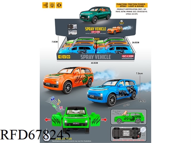 INERTIA/LIGHT/MUSIC/OPENABLE DOOR/SPRAY NEW ENERGY L9 GRAFFITI VERSION (WITH WATER BOTTLE) (6 PIECES