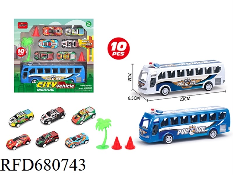 URBAN POLICE CAR, BUS AND CAR SET
